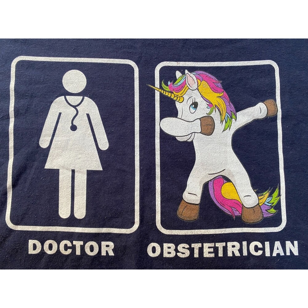 Doctor vs. Obstetrician Unicorn Career 100% Cotton Gildan TShirt Unisex Size M